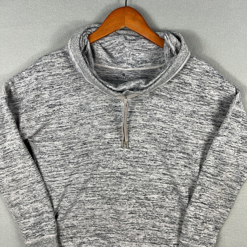 Athleta Blissful Cowl Neck Pullover Sweatshirt Gray Long Sleeve Lounge Top Small - Picture 2 of 8